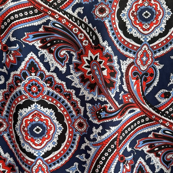 Michael Kors Multicolor Paisley Roll Tab Sleeve Smocked Blouse, Size Large - Picture 16 of 16